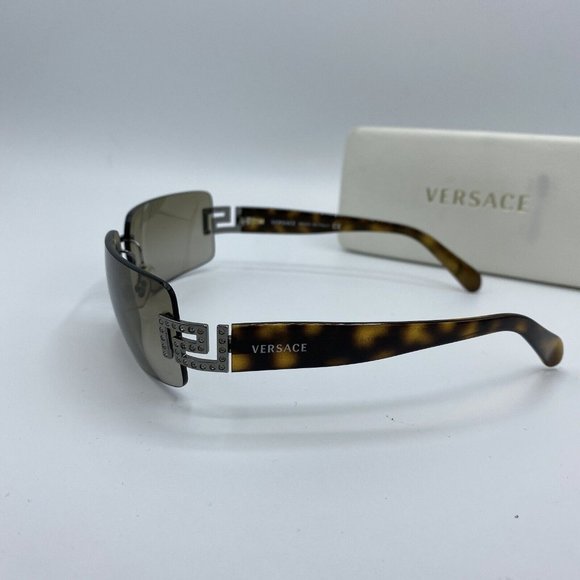 Versace Rimless Sunglasses Vintage Tortoiseshell Diamante MOD 2017-B 1001/13 y2k - Picture 11 of 16
